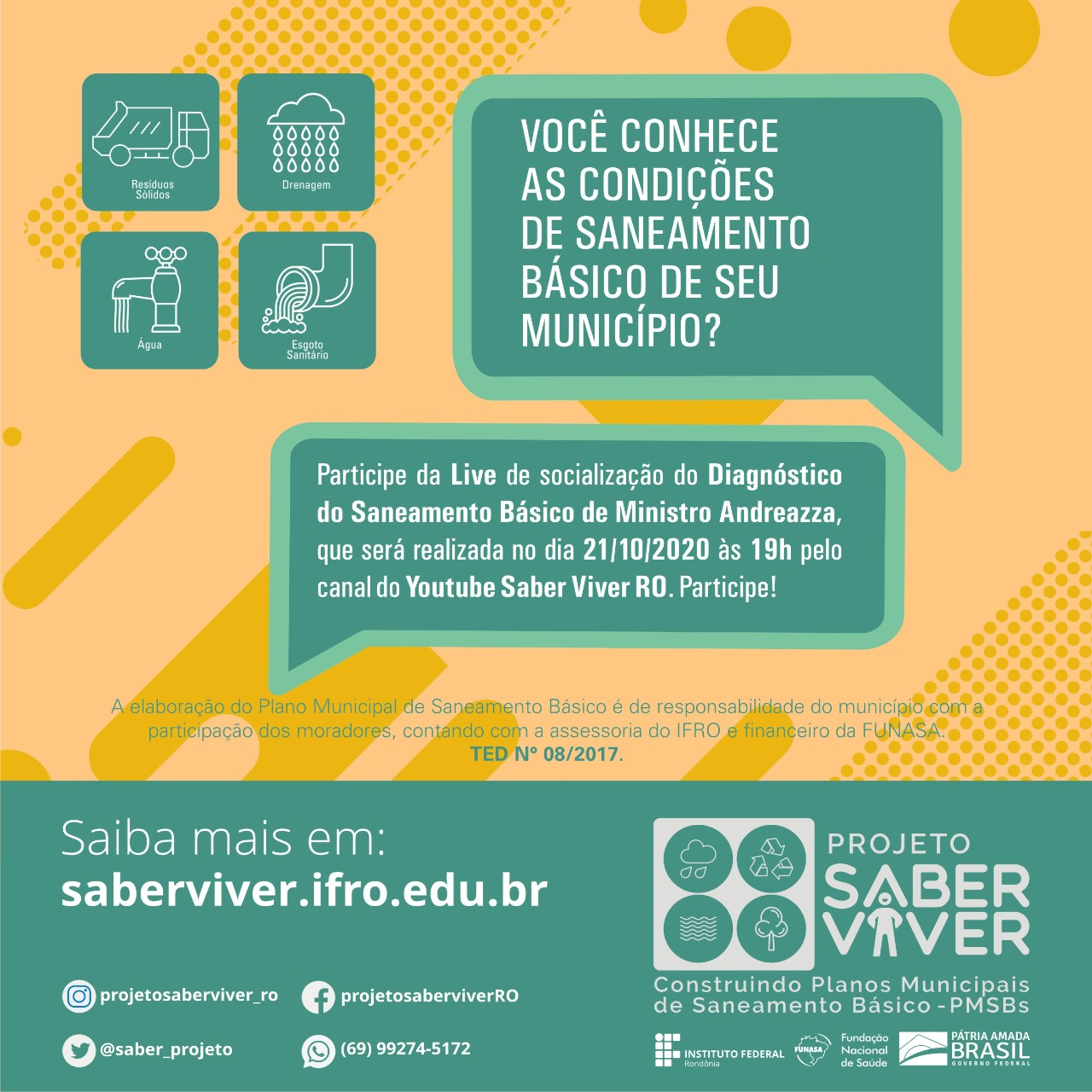 Projeto Saber Viver Realiza Encontros Via Internet Com Populacao De Municipios Que Estao Construindo O Plano De Saneamento